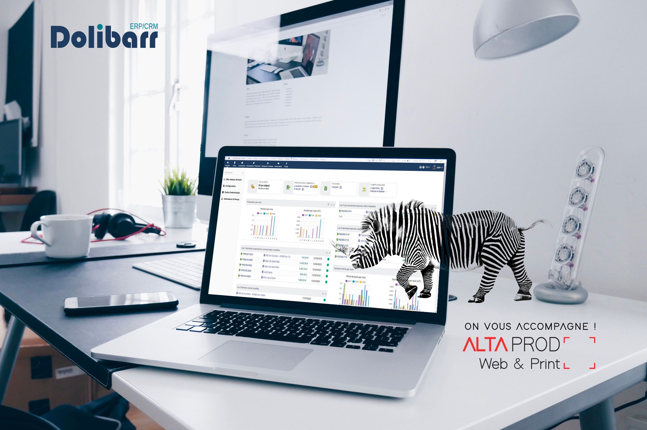 ALTAprod aide ses clients entreprises dans la mise en place et la gestion d'un logiciel de vente, relation client et comptabilité : dolibarr.